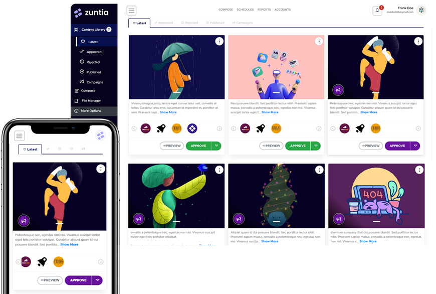 Zuntia content approval tool for Marketing Companies
